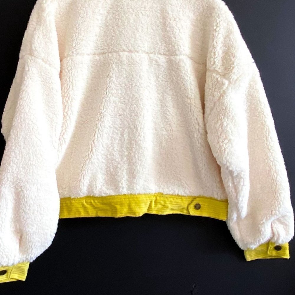 Anthropologie Leslie Sherpa Jacket Size M, Ecru, Yellow NWT - Picture 9 of 16